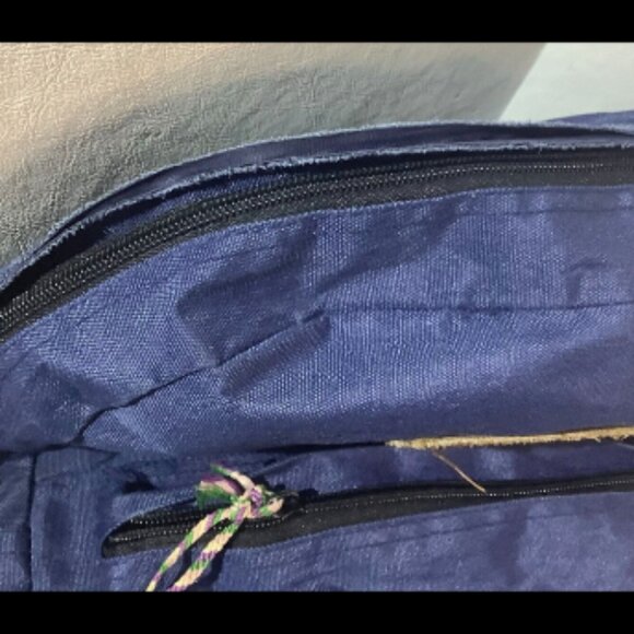 Vintage Arizona Jean Co Leather Bottom Backpack 15" x 12" Blue - Picture 8 of 10